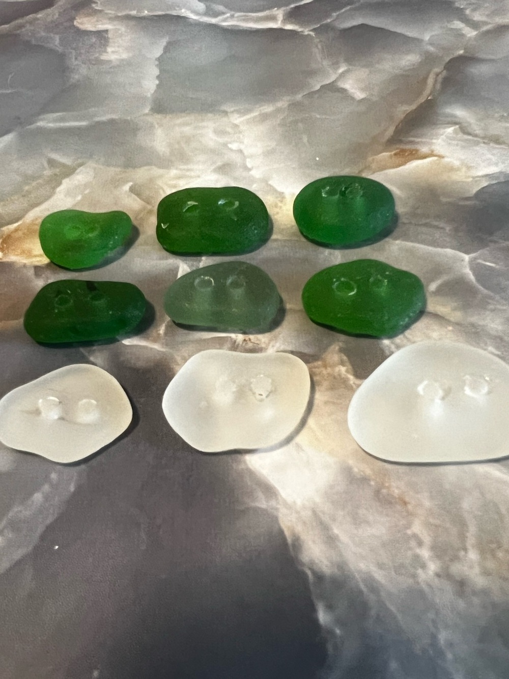 Sea Glass Drilled For Buttons Or Crafts